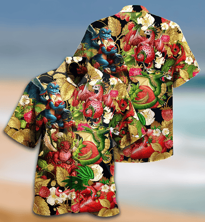 Dragon Aloha Hawaiian Shirt For Summer, Dragon Fruit Strawberry Love Life Amazing Hawaiian Shirts Outfit For Men Women, Dragon Lovers - Amzanimalsgift