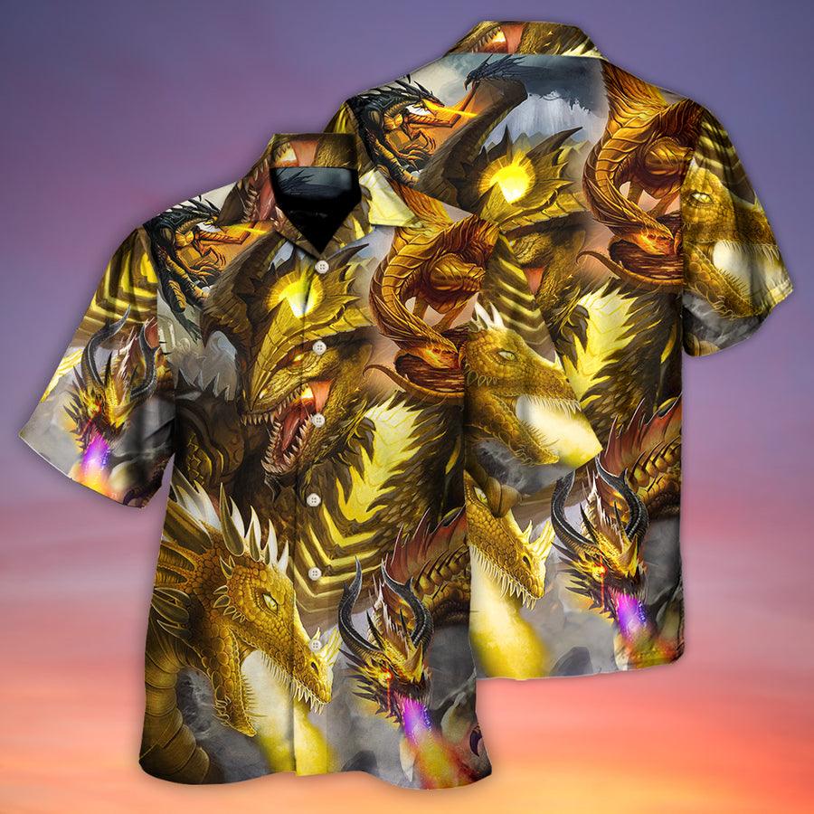 Dragon Aloha Hawaiian Shirt For Summer, Dragon Gold Skull Fight Art Style Hawaiian Shirts Outfit For Men Women, Dragon Lovers - Amzanimalsgift