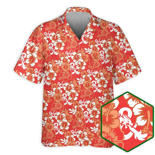 Dragon Aloha Hawaiian Shirt For Summer, Dragon Hibiscus Pattern Red Hawaiian Shirts Outfit For Men Women, Dragon Lovers - Amzanimalsgift