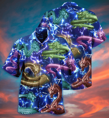 Dragon Aloha Hawaiian Shirt For Summer, Dragon Love Life Amazing Lightning Hawaiian Shirts Outfit For Men Women, Dragon Lovers - Amzanimalsgift