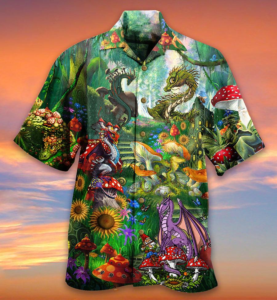 Dragon Aloha Hawaiian Shirt For Summer, Dragon Mushroom Love Forest Hawaiian Shirts Outfit For Men Women, Dragon Lovers - Amzanimalsgift