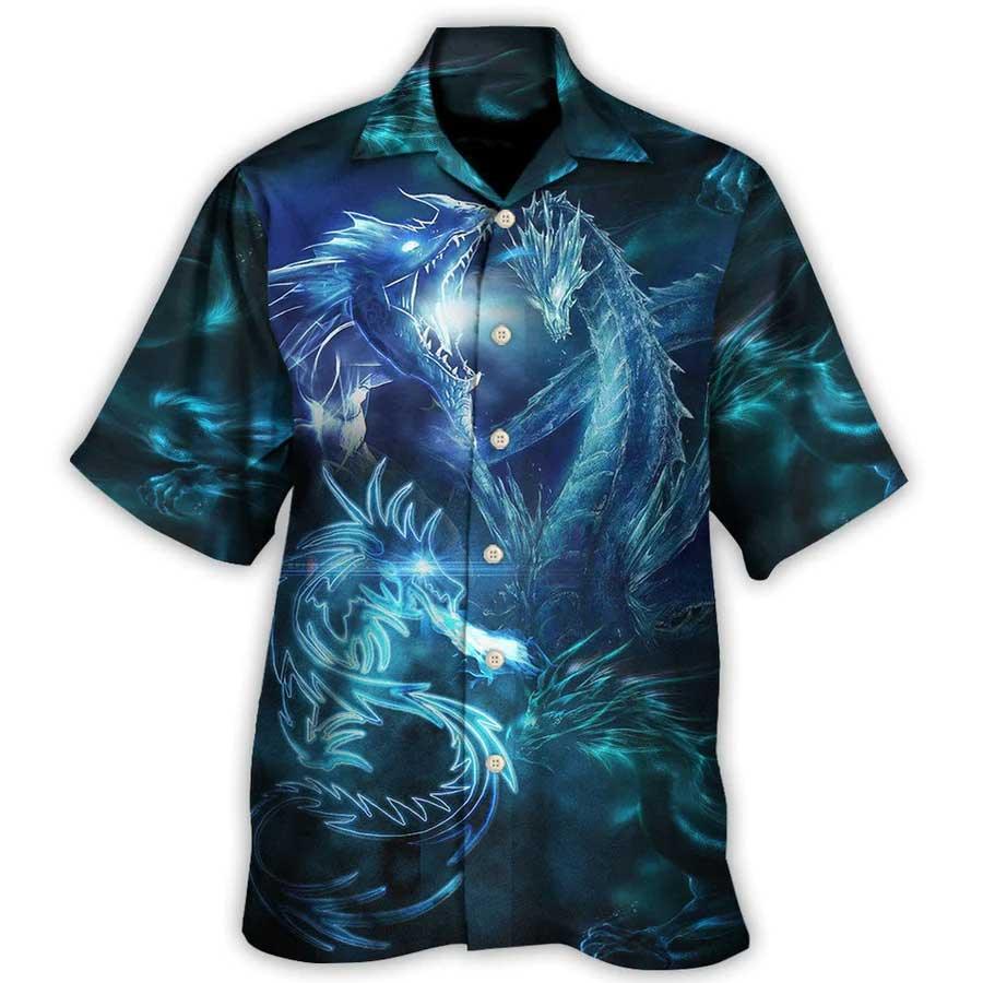 Dragon Aloha Hawaiian Shirt For Summer, Dragon Neon Lighting Bright Led Hawaiian Shirts Outfit For Men Women, Dragon Lovers - Amzanimalsgift