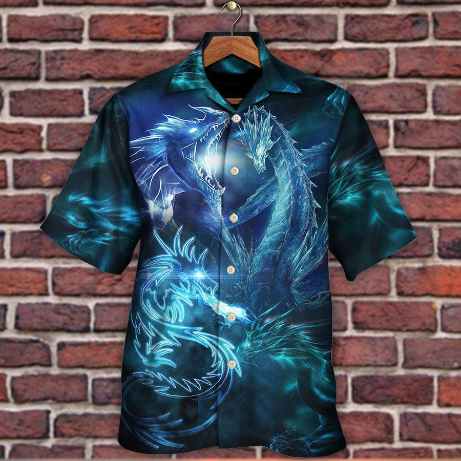 Dragon Aloha Hawaiian Shirt For Summer, Dragon Neon Lighting Bright Led Hawaiian Shirts Outfit For Men Women, Dragon Lovers - Amzanimalsgift