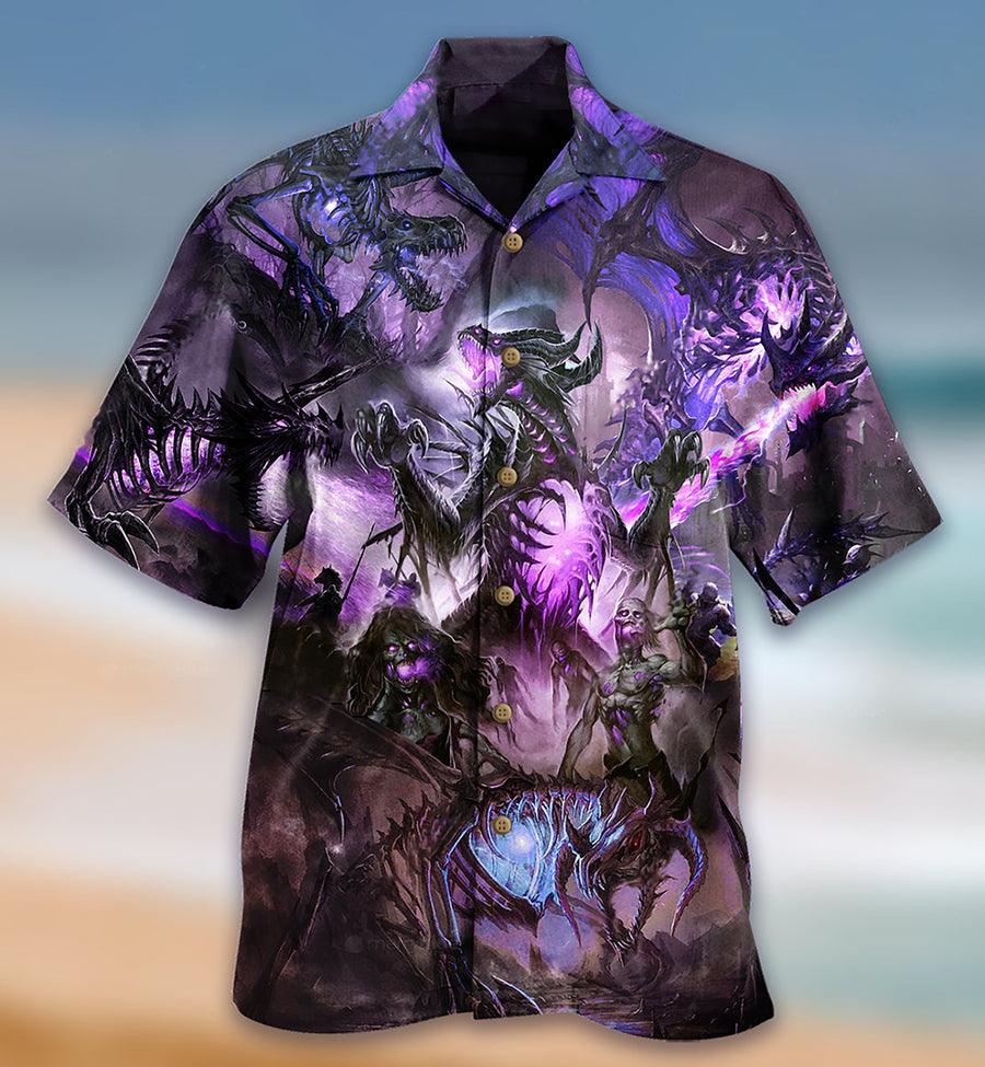 Dragon Aloha Hawaiian Shirt For Summer, Dragon Purple Skull Love Life Hawaiian Shirts Outfit For Men Women, Dragon Lovers - Amzanimalsgift