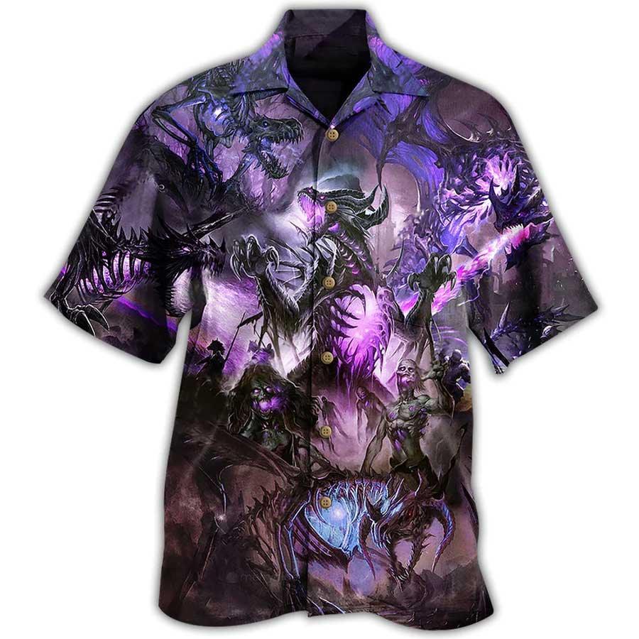 Dragon Aloha Hawaiian Shirt For Summer, Dragon Purple Skull Love Life Hawaiian Shirts Outfit For Men Women, Dragon Lovers - Amzanimalsgift