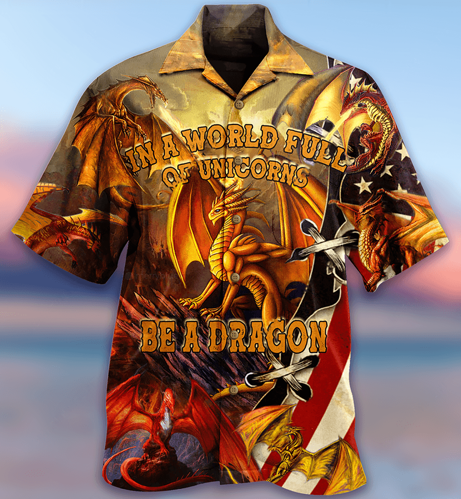 Dragon Aloha Hawaiian Shirt For Summer, In A World Full Off Unicorn Be A Dragon Hawaiian Shirts Outfit For Men Women, Dragon Lovers - Amzanimalsgift