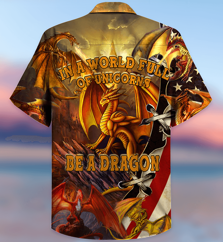 Dragon Aloha Hawaiian Shirt For Summer, In A World Full Off Unicorn Be A Dragon Hawaiian Shirts Outfit For Men Women, Dragon Lovers - Amzanimalsgift