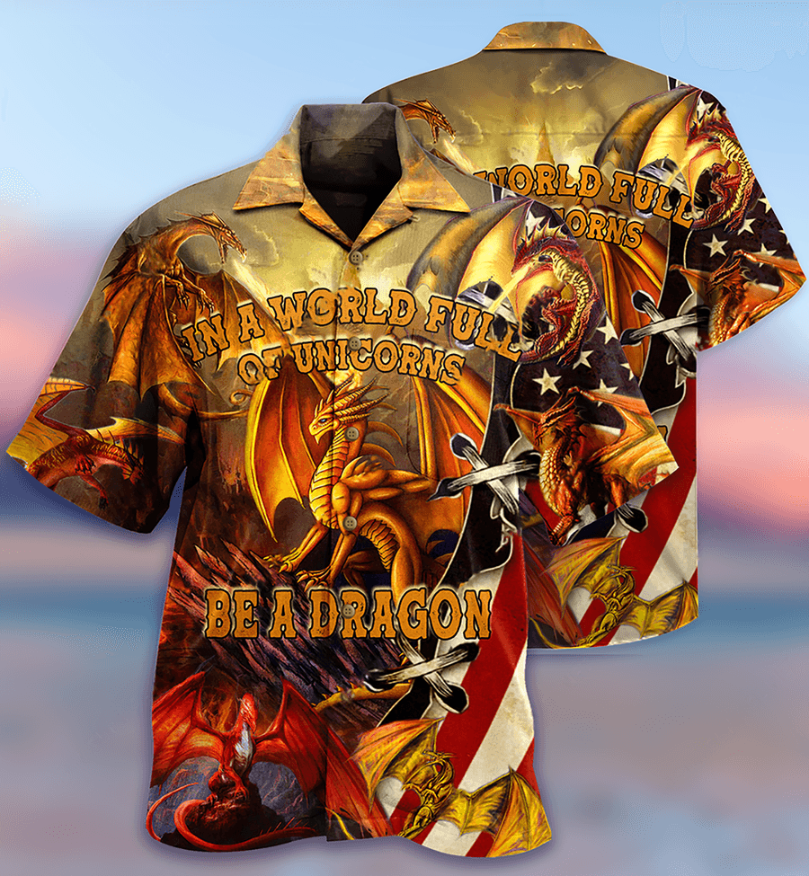 Dragon Aloha Hawaiian Shirt For Summer, In A World Full Off Unicorn Be A Dragon Hawaiian Shirts Outfit For Men Women, Dragon Lovers - Amzanimalsgift