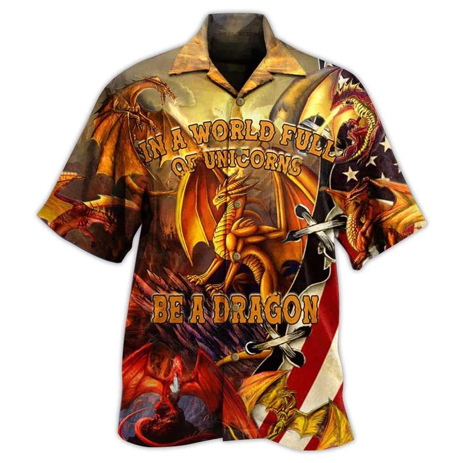 Dragon Aloha Hawaiian Shirt For Summer, In A World Full Off Unicorn Be A Dragon Hawaiian Shirts Outfit For Men Women, Dragon Lovers - Amzanimalsgift