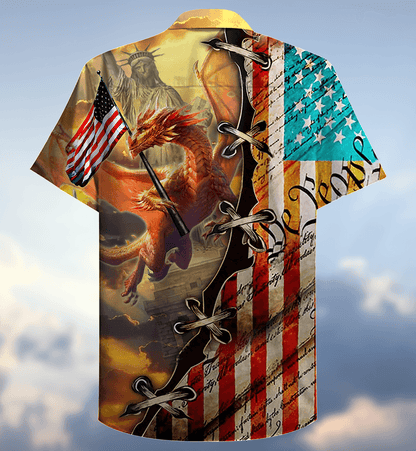 Dragon American Flag Aloha Hawaiian Shirt For Summer, Dragon Love Life So Cool Hawaiian Shirts Outfit For Men Women, Dragon Lovers, 4th July - Amzanimalsgift