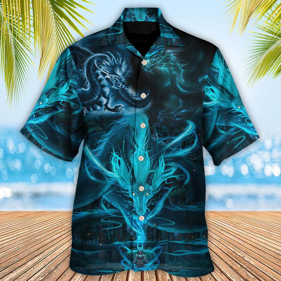 Dragon Blue Lighting And The Witch Aloha Hawaiian Shirt For Summer, Dragon Hawaiian Shirts Outfit For Men Women, Dragon Lovers - Amzanimalsgift