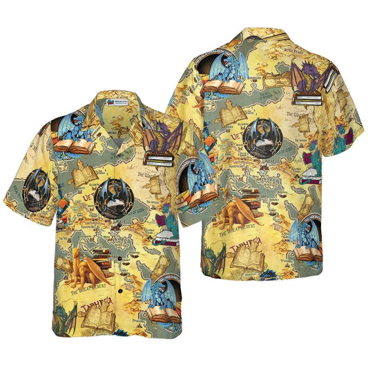 Dragon Book Hawaiian Shirt, Dragon Hawaiian Shirt, Summer Aloha Shirt For Men Women, Perfect Gift For Husband, Wife, Friend, Family - Amzanimalsgift