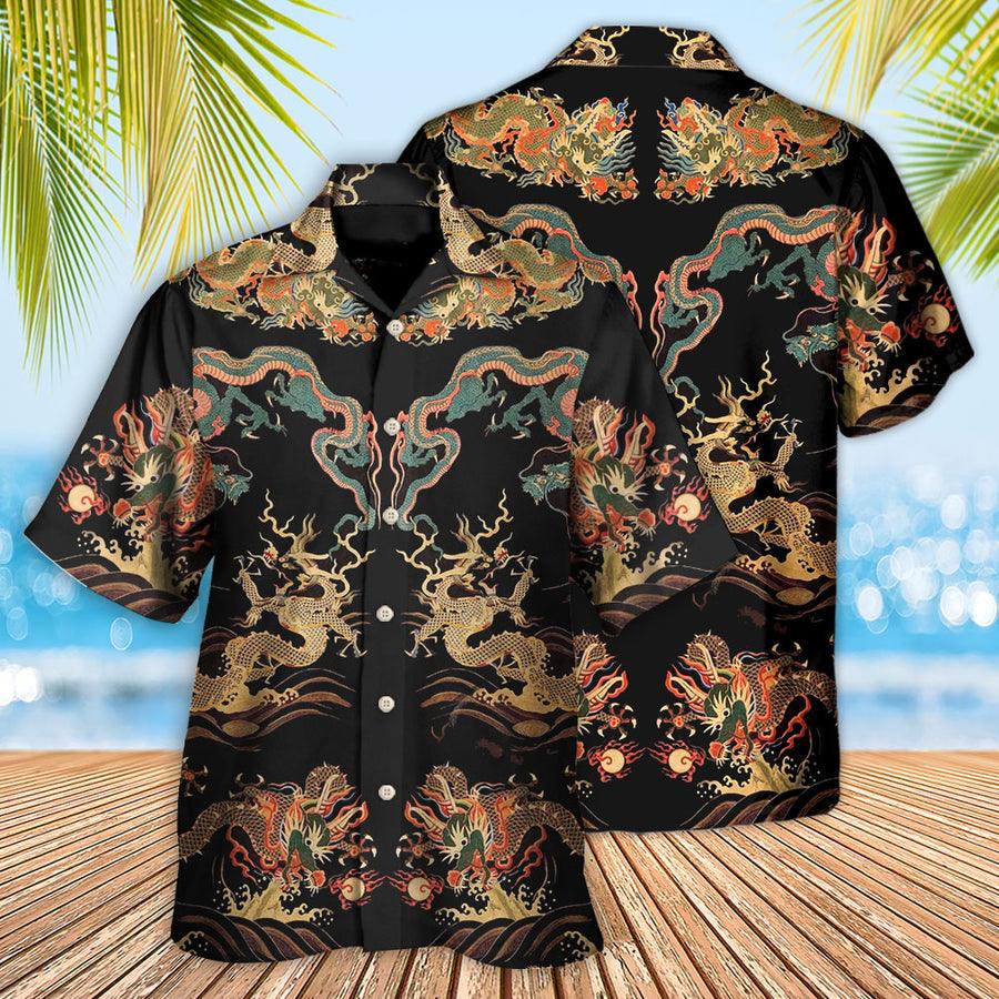 Dragon Chinese Hawaiian Shirt For Summer, Dragon Royal Hawaiian Shirts Outfit For Men Women, Dragon Lovers - Amzanimalsgift