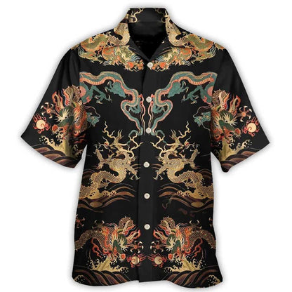 Dragon Chinese Hawaiian Shirt For Summer, Dragon Royal Hawaiian Shirts Outfit For Men Women, Dragon Lovers - Amzanimalsgift