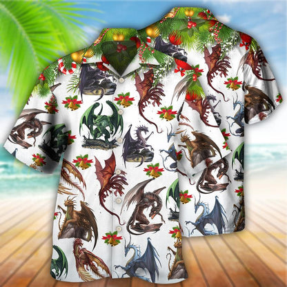 Dragon Christmas Aloha Hawaiian Shirt For Summer, Dragon Christmas Bells Merry Christmas Amazing Hawaiian Shirts Outfit For Men Women, Dragon Lovers - Amzanimalsgift