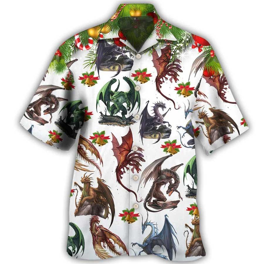 Dragon Christmas Aloha Hawaiian Shirt For Summer, Dragon Christmas Bells Merry Christmas Amazing Hawaiian Shirts Outfit For Men Women, Dragon Lovers - Amzanimalsgift
