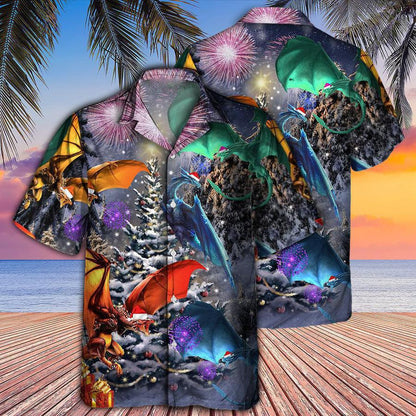 Dragon Christmas Aloha Hawaiian Shirt For Summer, Dragon Merry Xmas Love Life Love Winter Hawaiian Shirts Outfit For Men Women, Dragon Lovers - Amzanimalsgift