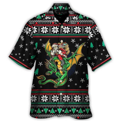 Dragon Christmas Aloha Hawaiian Shirt For Summer, Santa Claus With Dragon Hawaiian Shirts Outfit For Men Women, Dragon Lovers - Amzanimalsgift