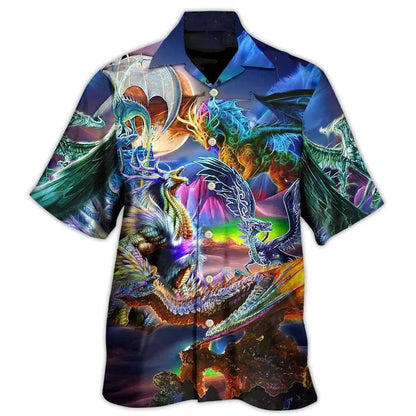 Dragon Color Hawaiian Shirt For Summer, Dragon Neon Legends Colorful Hawaiian Shirts Outfit For Men Women, Dragon Lovers - Amzanimalsgift