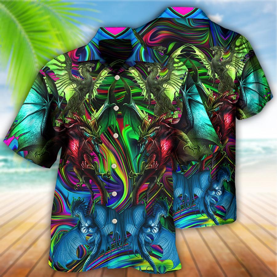 Dragon Colorful Style Aloha Hawaiian Shirt For Summer, Dragon Love Life Hawaiian Shirts Outfit For Men Women, Dragon Lovers - Amzanimalsgift