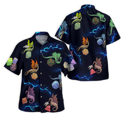 Dragon Dice Aloha Hawaiian Shirt For Summer, Dragons And Dices Pattern Hawaiian Shirts Outfit For Men Women, Dragon Lovers - Amzanimalsgift