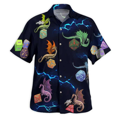 Dragon Dice Aloha Hawaiian Shirt For Summer, Dragons And Dices Pattern Hawaiian Shirts Outfit For Men Women, Dragon Lovers - Amzanimalsgift
