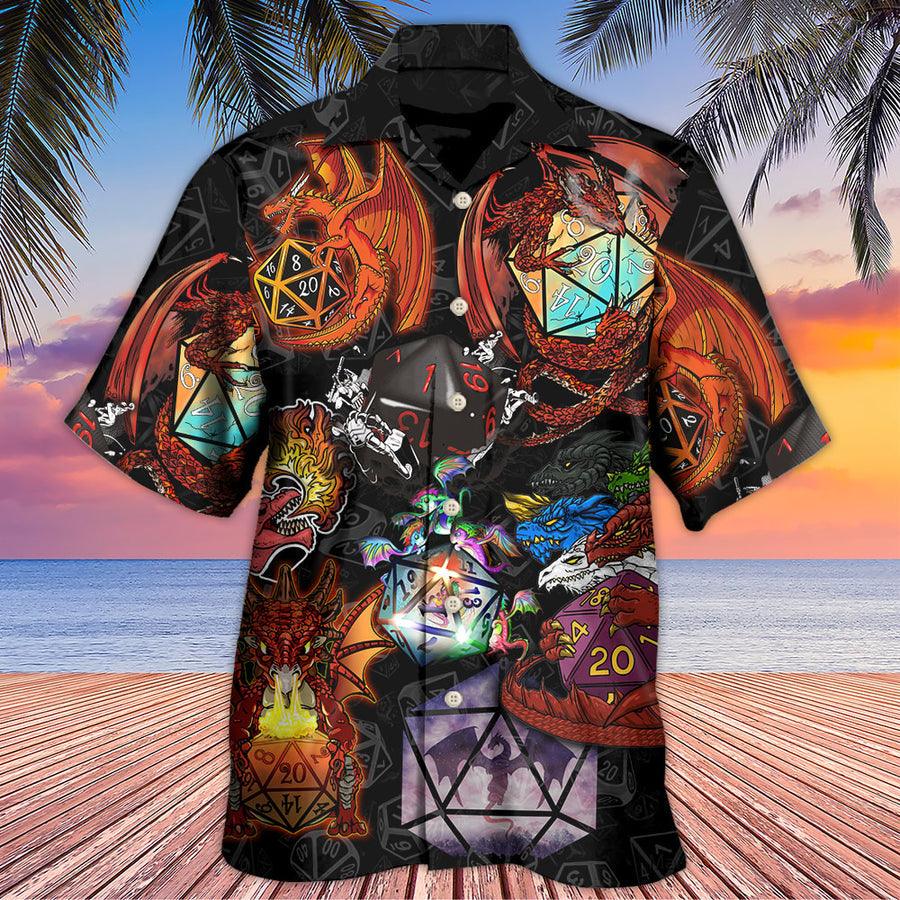 Dragon Dice Aloha Hawaiian Shirt For Summer, Fire Dragon Art Hawaiian Shirts Outfit For Men Women, Dragon Lovers - Amzanimalsgift
