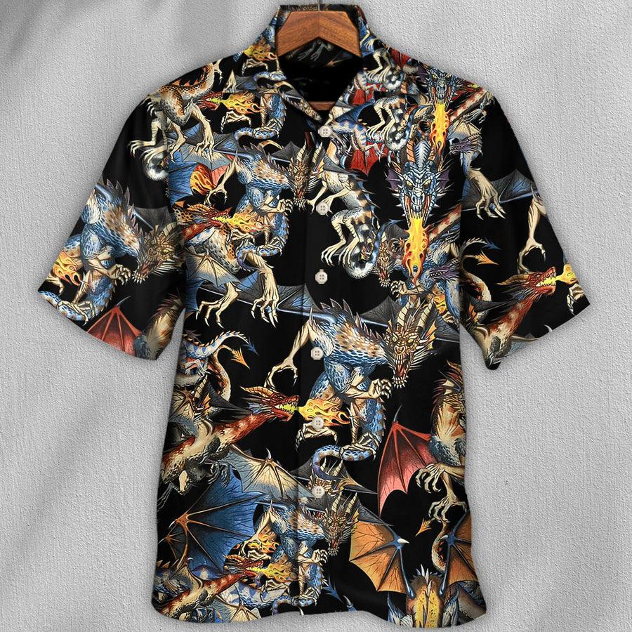 Dragon Fire Aloha Hawaiian Shirt For Summer, Dragon Breathing Fire Awesome Hawaiian Shirts Outfit For Men Women, Dragon Lovers - Amzanimalsgift