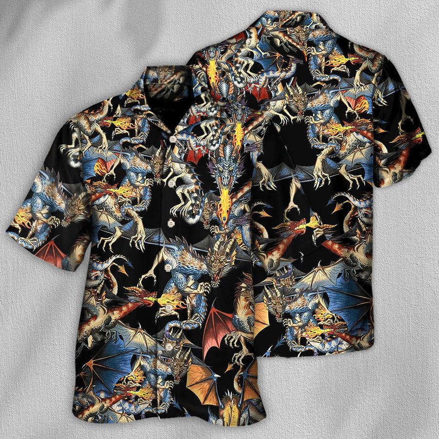 Dragon Fire Aloha Hawaiian Shirt For Summer, Dragon Breathing Fire Awesome Hawaiian Shirts Outfit For Men Women, Dragon Lovers - Amzanimalsgift