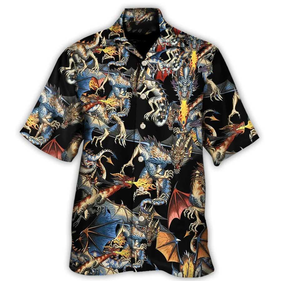 Dragon Fire Aloha Hawaiian Shirt For Summer, Dragon Breathing Fire Awesome Hawaiian Shirts Outfit For Men Women, Dragon Lovers - Amzanimalsgift