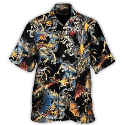 Dragon Fire Aloha Hawaiian Shirt For Summer, Dragon Breathing Fire Awesome Hawaiian Shirts Outfit For Men Women, Dragon Lovers - Amzanimalsgift
