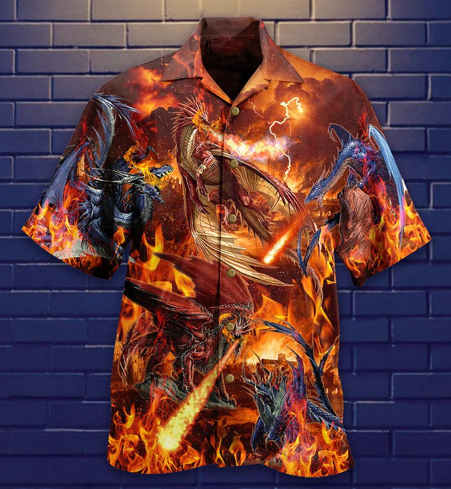 Dragon Fire Aloha Hawaiian Shirt For Summer, Dragon Fire Combat Amazing Hawaiian Shirts Outfit For Men Women, Dragon Lovers - Amzanimalsgift