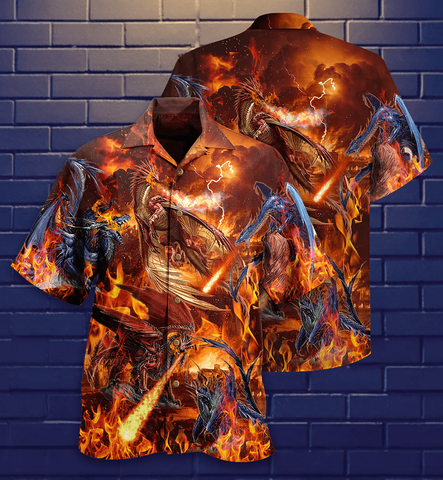 Dragon Fire Aloha Hawaiian Shirt For Summer, Dragon Fire Combat Amazing Hawaiian Shirts Outfit For Men Women, Dragon Lovers - Amzanimalsgift