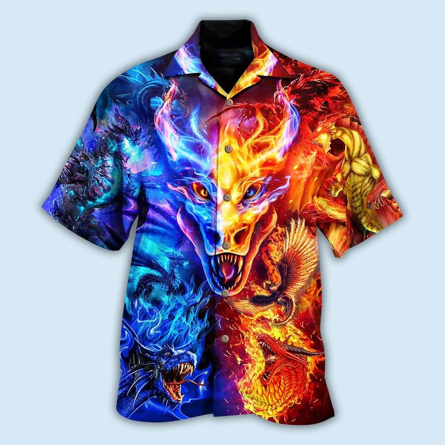 Dragon Fire And Water Aloha Hawaiian Shirt For Summer, Dragon Love Life Amazing Galaxy Sky Hawaiian Shirts Outfit For Men Women, Dragon Lovers - Amzanimalsgift