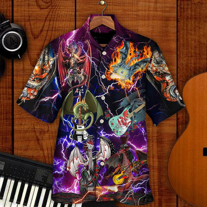 Dragon Guitar Aloha Hawaiian Shirt For Summer, Dragon Play Guitar Until They Die Hawaiian Shirts Outfit For Men Women, Dragon Lovers - Amzanimalsgift