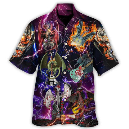 Dragon Guitar Aloha Hawaiian Shirt For Summer, Dragon Play Guitar Until They Die Hawaiian Shirts Outfit For Men Women, Dragon Lovers - Amzanimalsgift