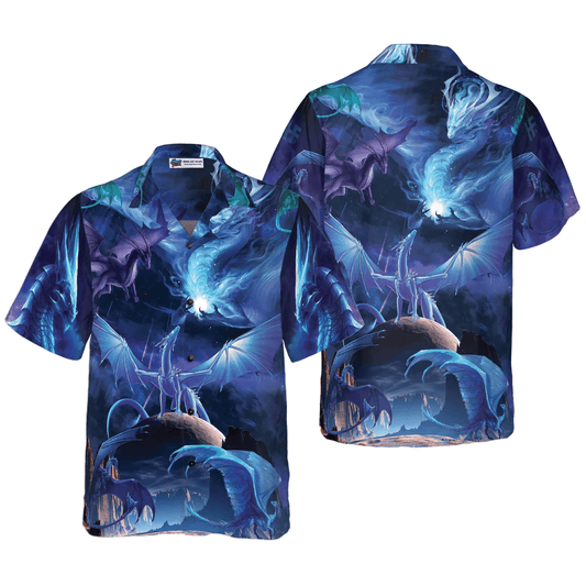 Dragon Hawaiian Shirt - Blue Universe Dragon Hawaiian Shirt - Perfect Gift For Husband, Boyfriend, Friend, Family - Amzanimalsgift