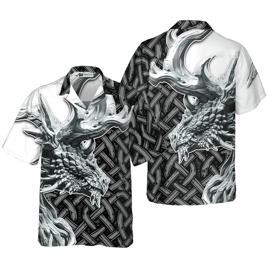 Dragon Hawaiian Shirt - Dragon Celtic Art 3D Hawaiian Shirt - Perfect Gift For Husband, Boyfriend, Friend, Family - Amzanimalsgift