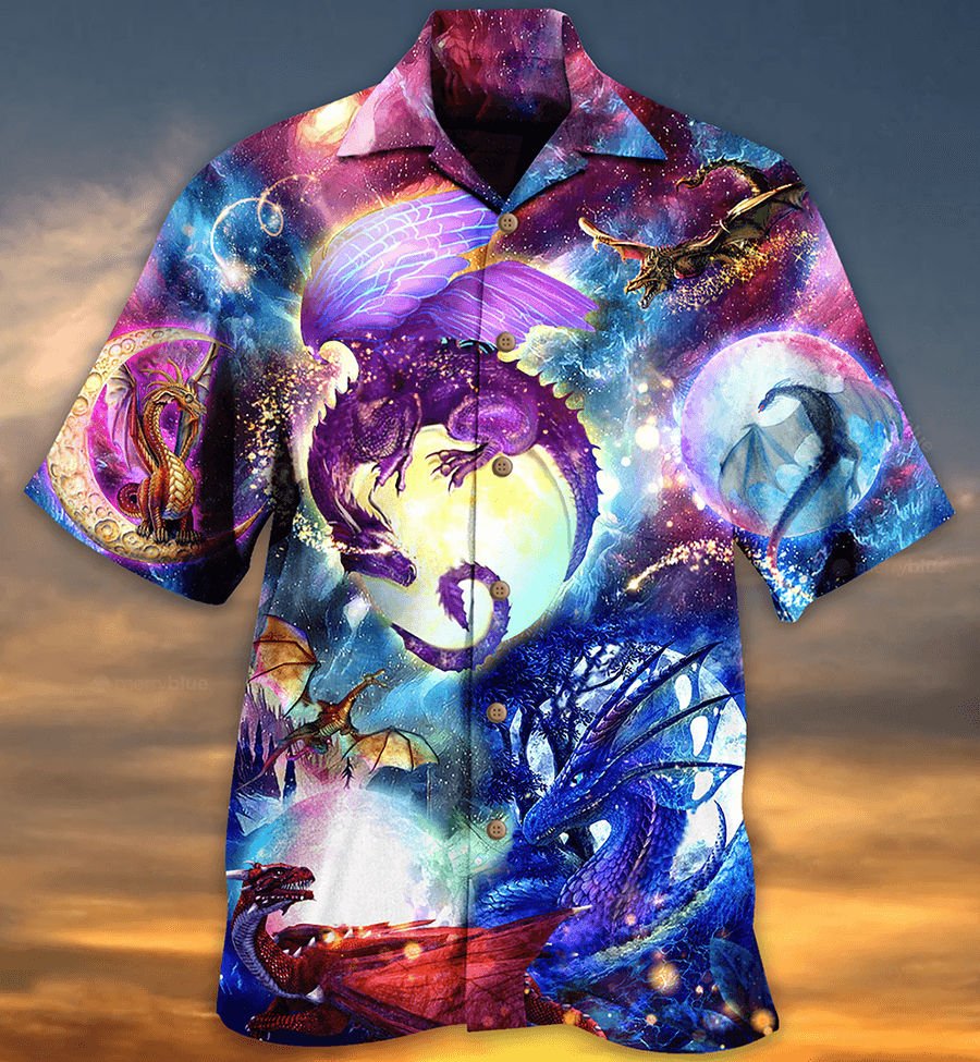 Dragon Hawaiian Shirt For Summer, Dragon Love Life Galaxy Sky Hawaiian Shirts Outfit For Men Women, Dragon Lovers - Amzanimalsgift
