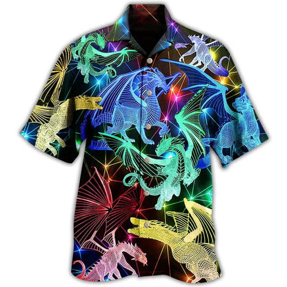 Dragon Neon Style Aloha Hawaiian Shirt For Summer, Dragon Love Life Hawaiian Shirts Outfit For Men Women, Dragon Lovers - Amzanimalsgift