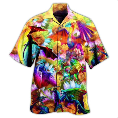 Dragon Rainbow Hawaiian Shirt For Summer, Dragon Keep Calm And Pride On LGBT Hawaiian Shirts Outfit For Men Women, Dragon Lovers - Amzanimalsgift