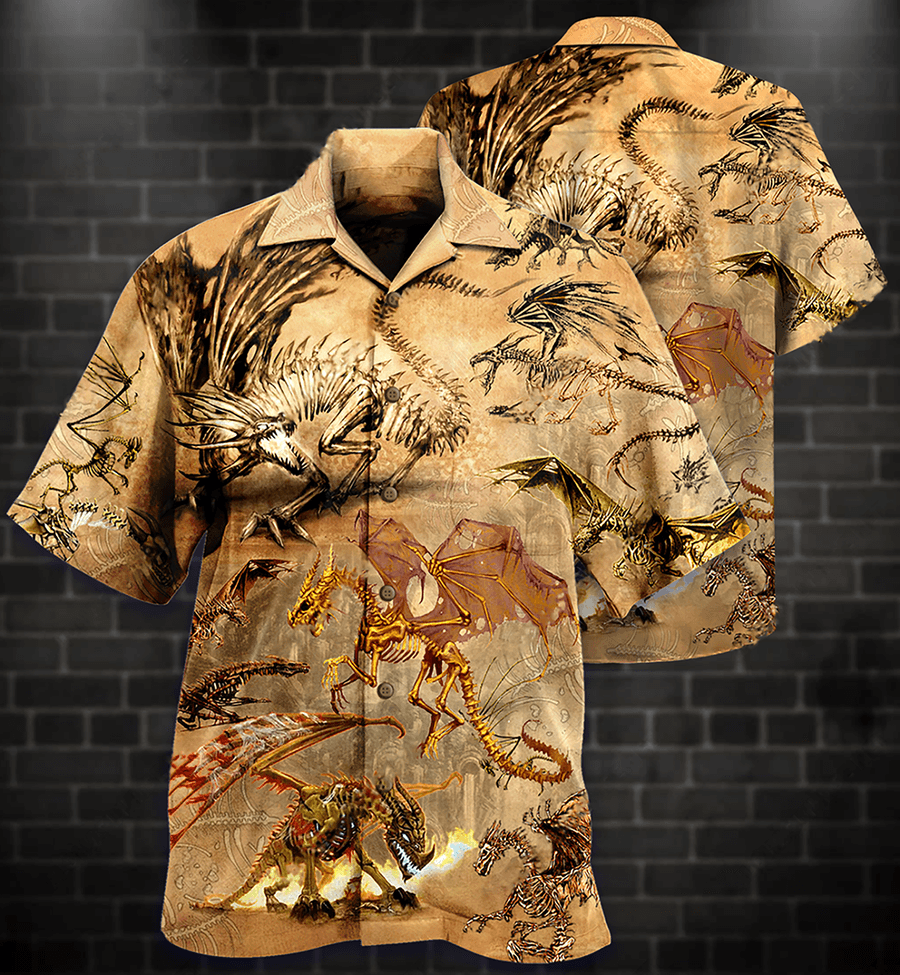 Dragon Skull Aloha Hawaiian Shirt For Summer, Dragon Skeleton Love Life Love Desert Hawaiian Shirts Outfit For Men Women, Dragon Lovers - Amzanimalsgift