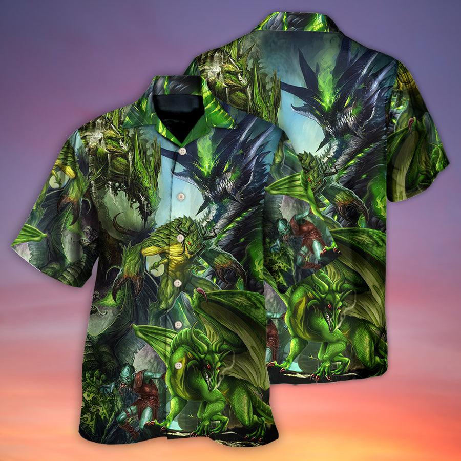 Dragon Skull Hawaiian Shirt For Summer, Dragon Green Skull Love Art Style Hawaiian Shirts Outfit For Men Women, Dragon Lovers - Amzanimalsgift