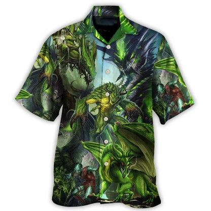 Dragon Skull Hawaiian Shirt For Summer, Dragon Green Skull Love Art Style Hawaiian Shirts Outfit For Men Women, Dragon Lovers - Amzanimalsgift