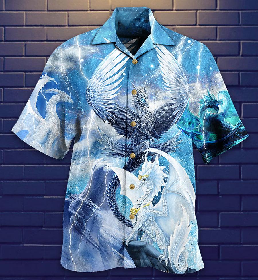 Dragon Snow Aloha Hawaiian Shirt For Summer, Dragon Love Life Amazing Galaxy Sky Hawaiian Shirts Outfit For Men Women, Dragon Lovers - Amzanimalsgift