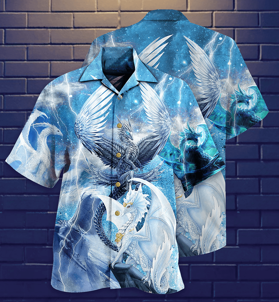 Dragon Snow Aloha Hawaiian Shirt For Summer, Dragon Love Life Amazing Galaxy Sky Hawaiian Shirts Outfit For Men Women, Dragon Lovers - Amzanimalsgift