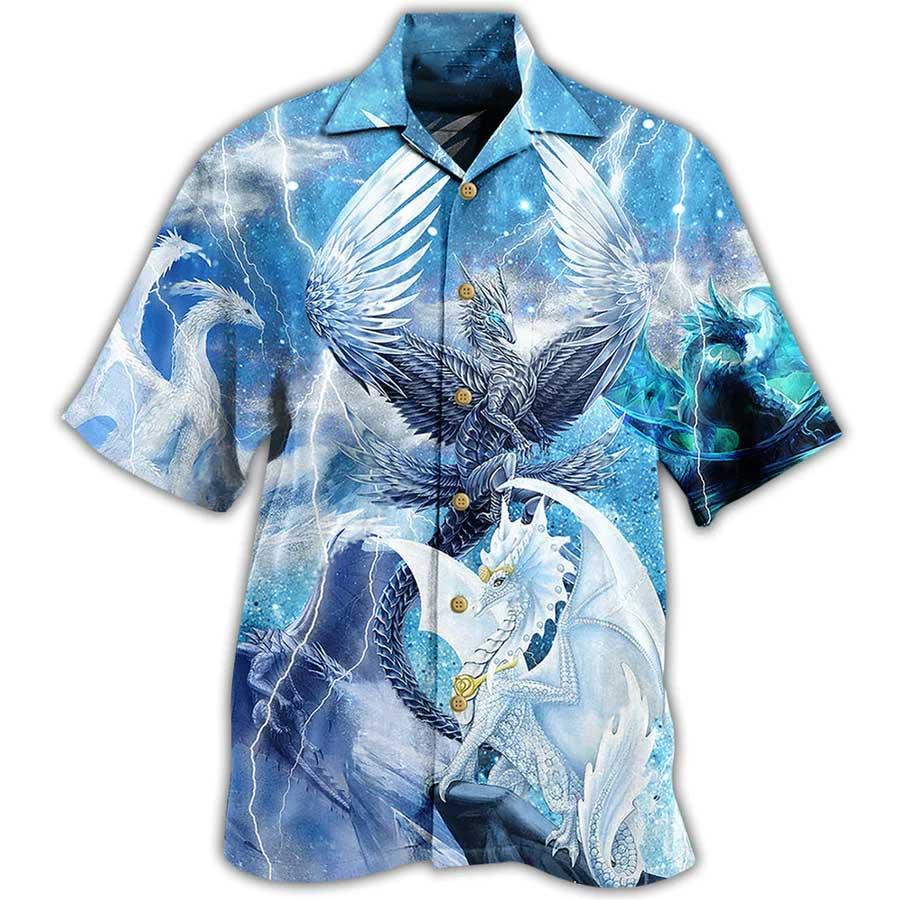 Dragon Snow Aloha Hawaiian Shirt For Summer, Dragon Love Life Amazing Galaxy Sky Hawaiian Shirts Outfit For Men Women, Dragon Lovers - Amzanimalsgift