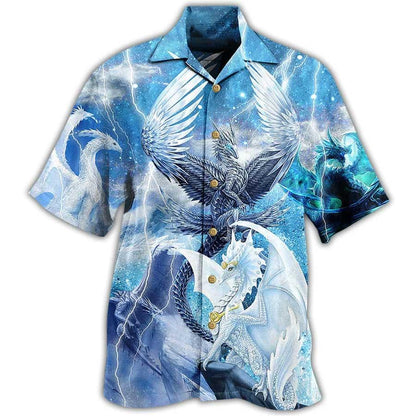 Dragon Snow Aloha Hawaiian Shirt For Summer, Dragon Love Life Amazing Galaxy Sky Hawaiian Shirts Outfit For Men Women, Dragon Lovers - Amzanimalsgift