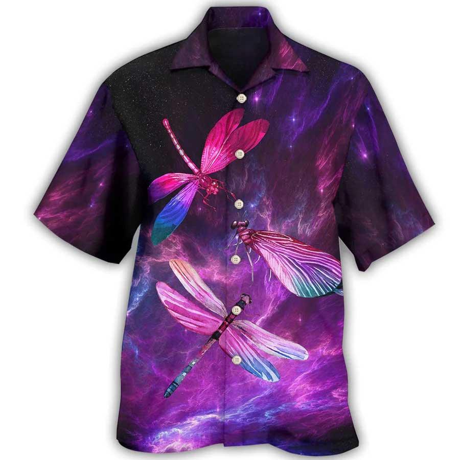 Dragonfly Purple Hawaiian Shirt For Summer, Dragonfly Love Sky Hawaiian Shirts Outfit For Men Women, Dragonfly Lovers - Amzanimalsgift
