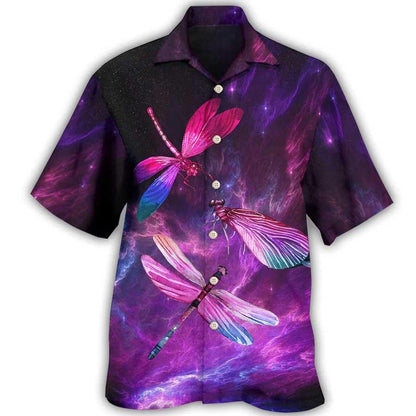 Dragonfly Purple Hawaiian Shirt For Summer, Dragonfly Love Sky Hawaiian Shirts Outfit For Men Women, Dragonfly Lovers - Amzanimalsgift